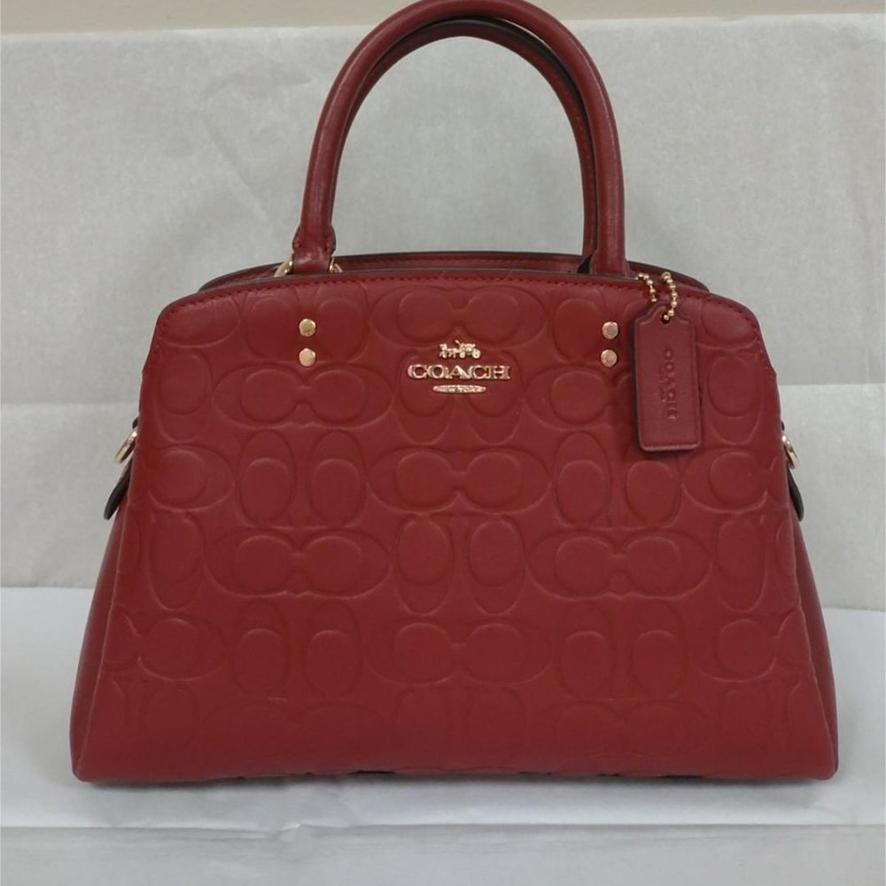 Coach C7278 Mini Lillie Carryall In Signature Leather Satchel Bag - Cherry